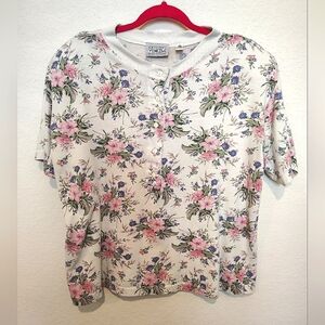 Vintage 80s Venezia Floral Sportswear Shirt